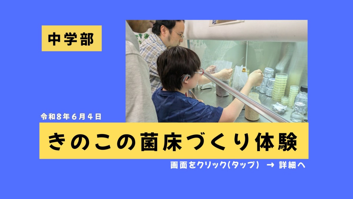 中学部令和８年６月４日きのこの菌床づくり体験　画面をクリック（タップ）で詳細へ