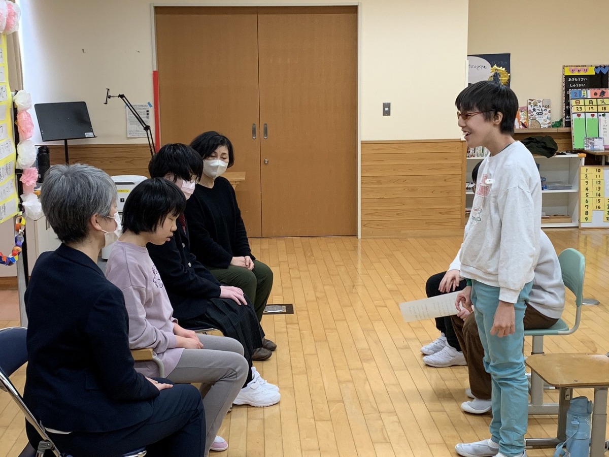 写真：在校生からのメッセージの様子