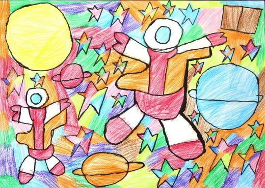 絵画「夢の修学旅行~みんなで宇宙旅行~」