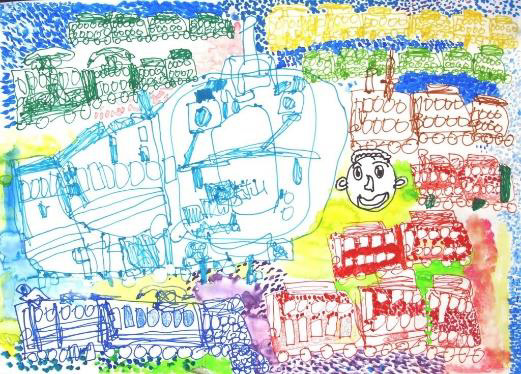 絵画「電車博物館」