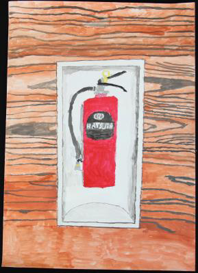 絵画「みんなを火事から守る消火器」