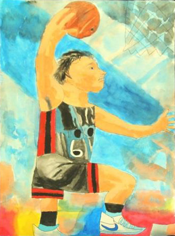 絵画「シュートの瞬間」