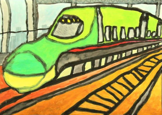 絵画「新幹線 はやぶさ」