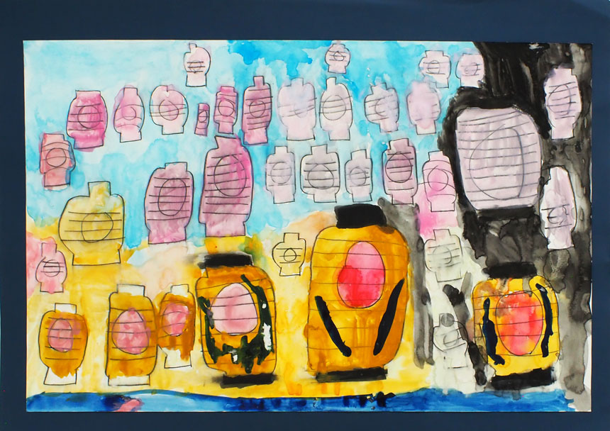 絵画「色々なちょうちん」