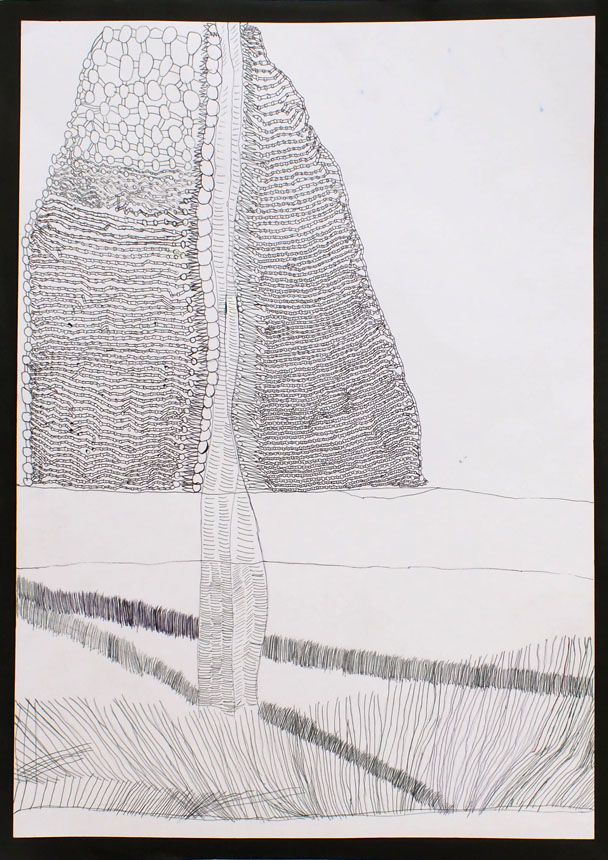 絵画「自然溢れる曇りの中の大きなゆりの木」